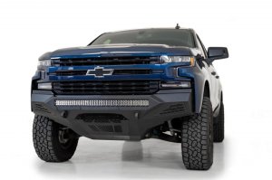 Chevrolet Silverado 1500 Bumper - Front - Addictive Desert Designs - Stealth Fighter - Hammer Black with Satin Black panels - `19-`21